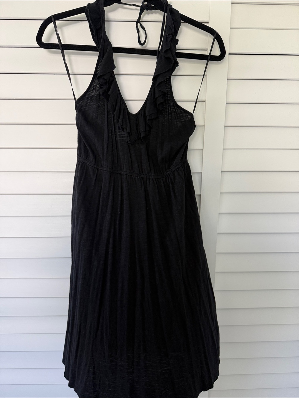 Express Black Ruffle Halter Mini Cover Up Dress